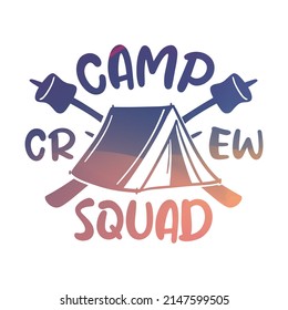 Camp Squad Illustration Clip Art Design Shape. Camping Silhouette Icon Vector.