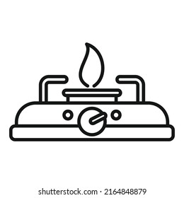 Camp stove icon outline vector. Gas cooker. Hot steam
