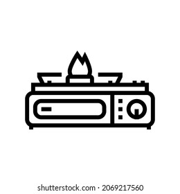 camp stove line icon vector. camp stove sign. isolated contour symbol black illustration