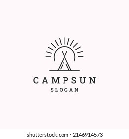 Camp sun logo icon design template vector illustration
