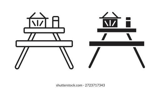 Icono de la tabla del campamento. Símbolo, ilustración del logotipo. conjunto de iconos gráficos