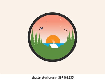 Camp tent adventure logo vector 