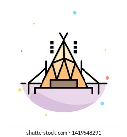 Camp, Tent, Camping Abstract Flat Color Icon Template