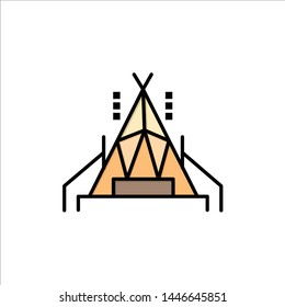 Camp, Tent, Camping  Flat Color Icon. Vector icon banner Template