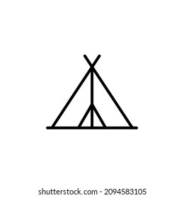 Camp, Tent, Camping, Travel Line Icon, Vector, Illustration, Logo Template. Suitable For Many Purposes.