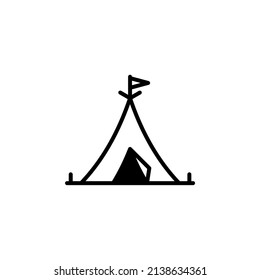 Camp, Tent, Camping, Travel Solid Line Icon Vector Illustration Logo Template. Suitable For Many Purposes.