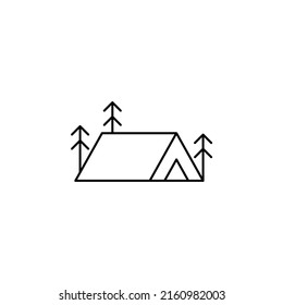 Camp, Tent, Camping, Travel Thin Line Icon Vector Illustration Logo Template. Suitable For Many Purposes.