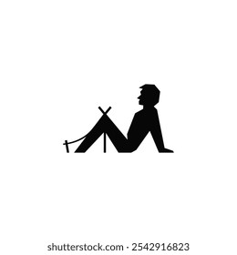 Combinación de diseño de tienda de campaña y logotipo humano.