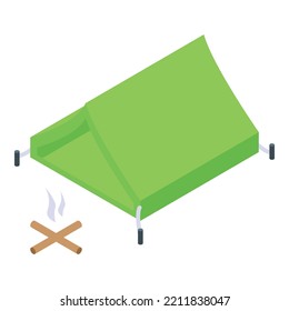 Camp Tent Icon Isometric Vector. Tourist Campsite. House Dome