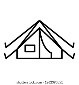 Camp tent icon. Outline camp tent vector icon for web design isolated on white background