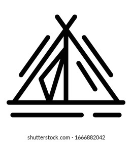 Icono de tienda de campaña. Icono de vector de tienda de esquema para diseño web aislado en fondo blanco