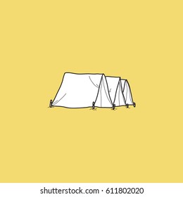 Camp tent icon with pastel yellow Background.,Drawing Cartoon style.,vector.,illustration.