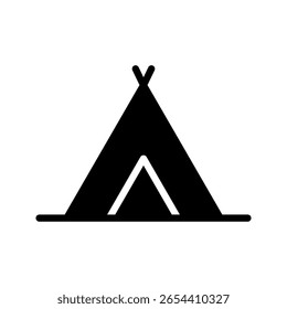 Ícone da barraca do acampamento. A silhueta da tenda pode ser usada como ícone, símbolo ou sinal. Ícone de tenda para projeto de acampamento, sobrevivência, abrigo ou atividade de lazer