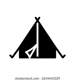 Camp tent icon. Tent silhouette can be used as icon, symbol or sign. Tent icon for design of camp, survival, shelter or leisure activity