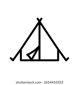Ícone da barraca do acampamento. A silhueta da tenda pode ser usada como ícone, símbolo ou sinal. Ícone de tenda para projeto de acampamento, sobrevivência, abrigo ou atividade de lazer