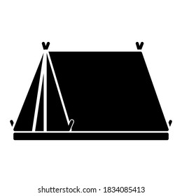 Camp tent icon in trendy silhouette style design. Vector illustration isolated on white background.