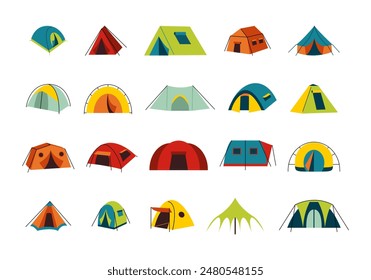 Camp-Zelt-Illustrationselement-Set