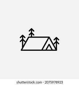 Campo, icono de línea de tienda, vector, ilustración, plantilla de logotipo. Idóneo para muchos fines.