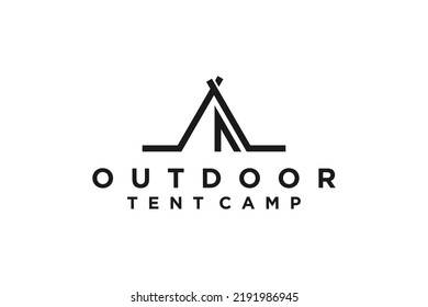 Camp tent logo design adventure roof house cabin village icon symbol