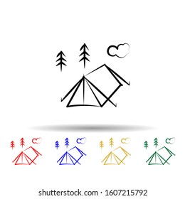 camp tent multi color style icon. Simple thin line, outline vector of travel icons for ui and ux, website or mobile application