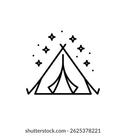 Camp Tent and Night Stars for Outdoor Camping Adventure
