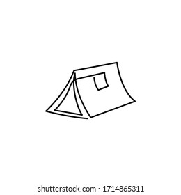 Camp, Zelt-Einzeilensymbol auf weißem Hintergrund