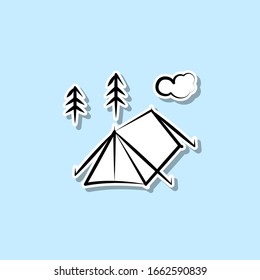 Camp tent sticker icon. Simple thin line, outline vector of travel icons for ui and ux, website or mobile application