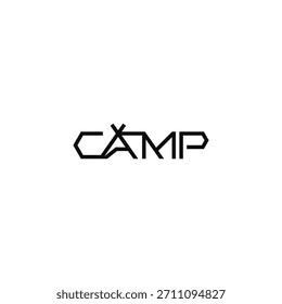 Camp tent text logo typography design.