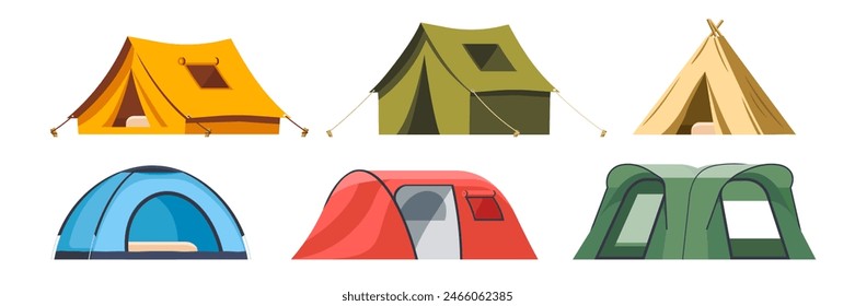 Camp tent vector. Different camping Tents