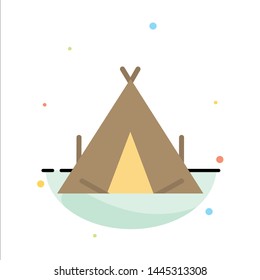 Camp, Tent, Wigwam, Spring Abstract Flat Color Icon Template