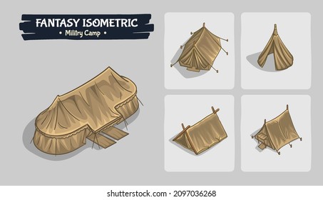 Camp or Tents Fantasy game assets - Isometric Vector Illustration