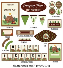 Camp Theme Party Printable Set