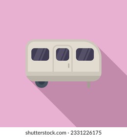 Camp trailer icon flat vector. Travel compass. Forest vacation