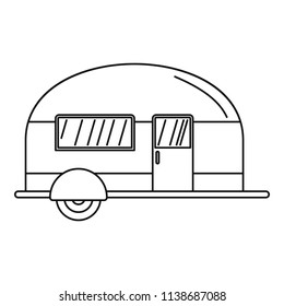 Camp trailer icon. Outline camp trailer vector icon for web design isolated on white background