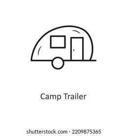 Camp Trailer Vektor Umriss Symbol Design Illustration. Reisesymbol auf weißem Hintergrund EPS10-Datei