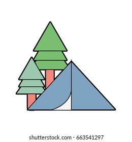 camp with trees and natural adventure
