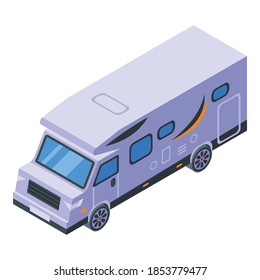 Camp trip bus icon. Isometric of camp trip bus vector icon for web design isolated on white background