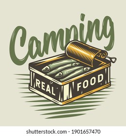 Camp-Thunfisch in Dosen für Camping- und Outdoor-Expedition oder T-Shirt-Druck