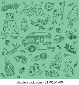 Camp Van Pattern for T-Shirt or Wallpaper