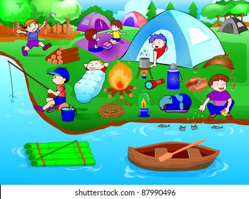 Camp Vector  is a holiday. And it is cartoon Vector (Illustration Technique) and cartoon clip-art