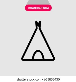 Camp vector icon, Triangular tent with flag on the top symbol. Simple, modern flat vector illustration for mobile app, website or desktop app 
