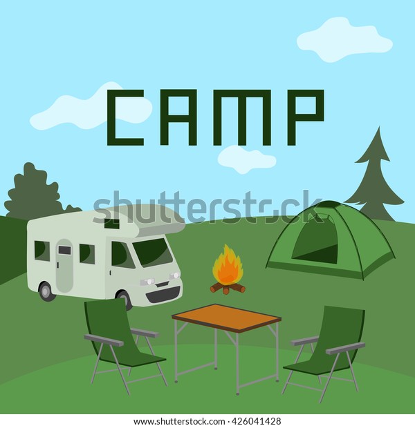 Camp. Vector\
illustration.
