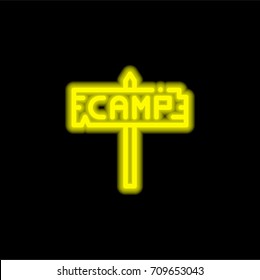 Camp yellow glowing neon ui ux icon. Glowing sign logo vector