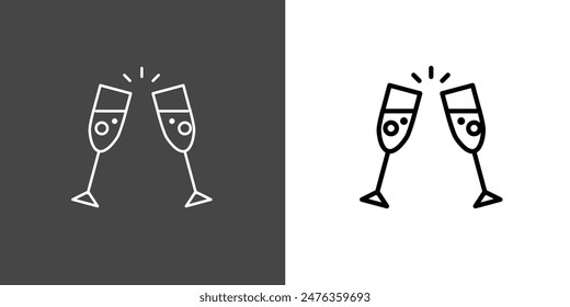 Campagne Glasses Outline Icon Vector Illustration