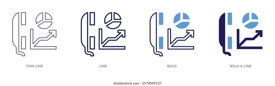 Campaign analysis icon in 4 different styles. Thin Line, Line, Bold, and Bold Line. Duotone style. Editable stroke.