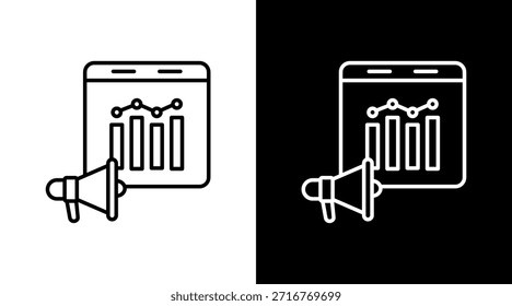 Design de Conjunto de Ícones Brancos de Estrutura de Tópicos de Análise de Campanha