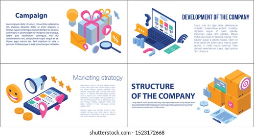 Campaign banner set. Isometric set of campaign vector banner for web design
