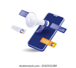 Campaign to develop online business flat illustration