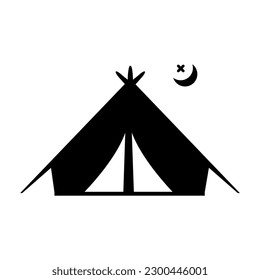 Icono negro plano de campaña Aislado en la ilustración del vector de fondo blanco | Iconos de Seo