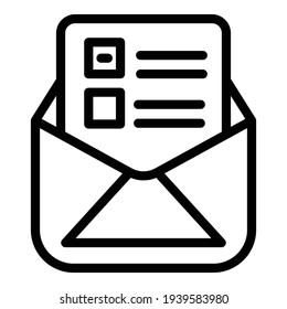 Icono de formulario de campaña. Icono de vector de formulario de campaña de esquema para diseño web aislado en fondo blanco